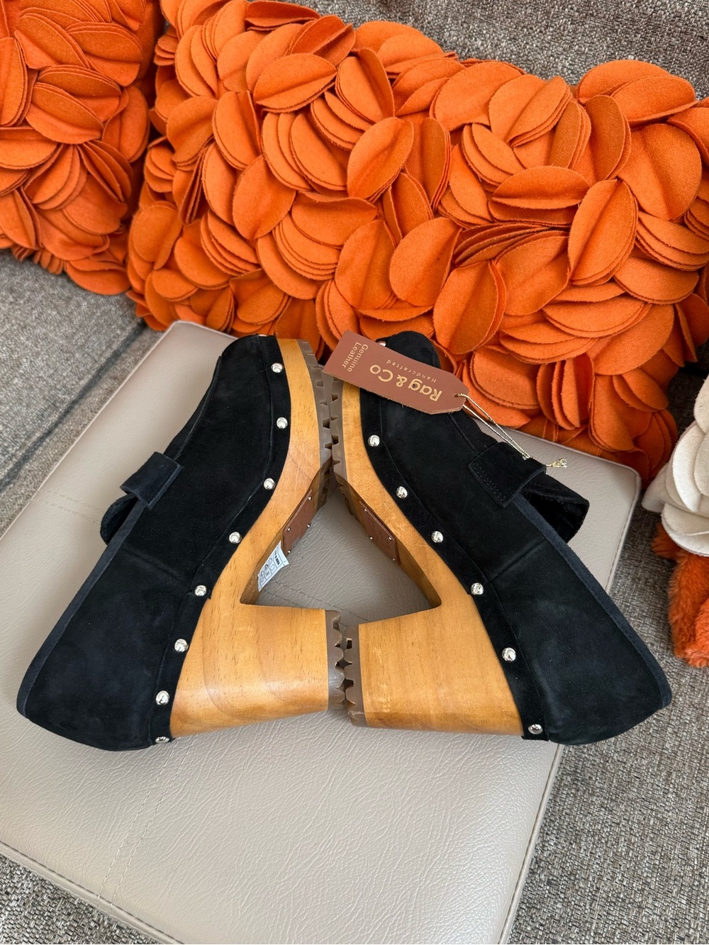 NWT Rag & Co Osage Black Suede Block Heeled Clogs - Picture 9 of 11